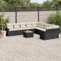 Preview: ARDEBO.de - 11-tlg. Garten-Sofagarnitur mit Kissen Schwarz Poly Rattan