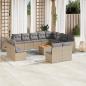 Preview: ARDEBO.de - 13-tlg. Garten-Sofagarnitur mit Kissen Beige Poly Rattan