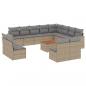 Preview: 13-tlg. Garten-Sofagarnitur mit Kissen Beige Poly Rattan