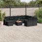 Preview: ARDEBO.de - 11-tlg. Garten-Sofagarnitur mit Kissen Schwarz Poly Rattan