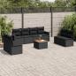 Preview: ARDEBO.de - 9-tlg. Garten-Sofagarnitur mit Kissen Schwarz Poly Rattan