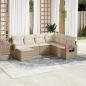 Preview: ARDEBO.de - 7-tlg. Garten-Sofagarnitur mit Kissen Beige Poly Rattan