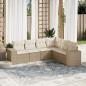 Preview: ARDEBO.de - 6-tlg. Garten-Sofagarnitur mit Kissen Beige Poly Rattan