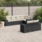 Preview: ARDEBO.de - 7-tlg. Garten-Sofagarnitur mit Kissen Schwarz Poly Rattan