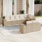 Preview: ARDEBO.de - 8-tlg. Garten-Sofagarnitur mit Kissen Beige Poly Rattan