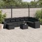 Preview: ARDEBO.de - 9-tlg. Garten-Sofagarnitur mit Kissen Schwarz Poly Rattan