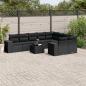 Preview: ARDEBO.de - 10-tlg. Garten-Sofagarnitur mit Kissen Schwarz Poly Rattan