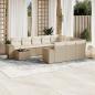 Preview: ARDEBO.de - 11-tlg. Garten-Sofagarnitur mit Kissen Beige Poly Rattan