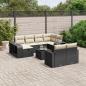 Preview: ARDEBO.de - 11-tlg. Garten-Sofagarnitur mit Kissen Schwarz Poly Rattan