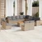 Preview: ARDEBO.de - 14-tlg. Garten-Sofagarnitur mit Kissen Beige Poly Rattan