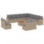 Preview: 14-tlg. Garten-Sofagarnitur mit Kissen Beige Poly Rattan