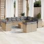 Preview: ARDEBO.de - 14-tlg. Garten-Sofagarnitur mit Kissen Beige Poly Rattan