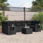 Preview: ARDEBO.de - 8-tlg. Garten-Sofagarnitur mit Kissen Schwarz Poly Rattan