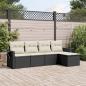 Preview: ARDEBO.de - 5-tlg. Garten-Sofagarnitur mit Kissen Schwarz Poly Rattan