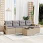 Preview: ARDEBO.de - 6-tlg. Garten-Sofagarnitur mit Kissen Beige Poly Rattan