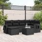 Preview: ARDEBO.de - 7-tlg. Garten-Sofagarnitur mit Kissen Schwarz Poly Rattan