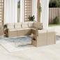 Preview: ARDEBO.de - 7-tlg. Garten-Sofagarnitur mit Kissen Beige Poly Rattan