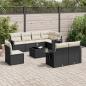 Preview: ARDEBO.de - 9-tlg. Garten-Sofagarnitur mit Kissen Schwarz Poly Rattan