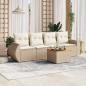 Preview: ARDEBO.de - 5-tlg. Garten-Sofagarnitur mit Kissen Beige Poly Rattan