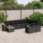 Preview: ARDEBO.de - 10-tlg. Garten-Sofagarnitur mit Kissen Schwarz Poly Rattan