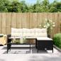 Preview: Gartensofa in L-Form mit Tisch und Kissen Schwarz Poly Rattan