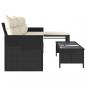 Preview: Gartensofa in L-Form mit Tisch und Kissen Schwarz Poly Rattan