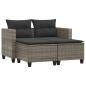 Preview: Gartensofa 2-Sitzer mit Hockern Grau Poly Rattan