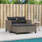 Preview: Gartensofa 2-Sitzer mit Hockern Grau Poly Rattan