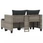 Preview: Gartensofa 2-Sitzer mit Hockern Grau Poly Rattan