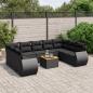 Preview: ARDEBO.de - 10-tlg. Garten-Sofagarnitur mit Kissen Schwarz Poly Rattan