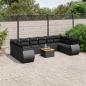 Preview: ARDEBO.de - 11-tlg. Garten-Sofagarnitur mit Kissen Schwarz Poly Rattan