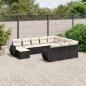 Preview: ARDEBO.de - 11-tlg. Garten-Sofagarnitur mit Kissen Schwarz Poly Rattan