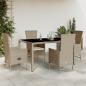 Preview: ARDEBO.de - 5-tlg. Garten-Essgruppe mit Kissen Beige Poly Rattan