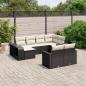 Preview: ARDEBO.de - 10-tlg. Garten-Sofagarnitur mit Kissen Schwarz Poly Rattan