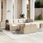 Preview: ARDEBO.de - 11-tlg. Garten-Sofagarnitur mit Kissen Beige Poly Rattan