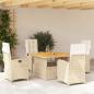 Preview: ARDEBO.de - 5-tlg. Garten-Essgruppe mit Kissen Beige Poly Rattan