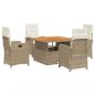 Preview: 5-tlg. Garten-Essgruppe mit Kissen Beige Poly Rattan