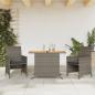 Preview: ARDEBO.de - 3-tlg. Bistro-Set mit Kissen Grau Poly Rattan