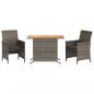 Preview: 3-tlg. Bistro-Set mit Kissen Grau Poly Rattan