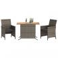 Preview: 3-tlg. Bistro-Set mit Kissen Grau Poly Rattan