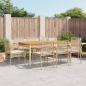 Preview: ARDEBO.de - 9-tlg. Garten-Essgruppe mit Kissen Beige Poly Rattan