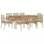 Preview: 9-tlg. Garten-Essgruppe mit Kissen Beige Poly Rattan