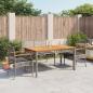 Preview: ARDEBO.de - 4-tlg. Garten-Essgruppe mit Kissen Grau Poly Rattan