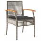 Preview: 4-tlg. Garten-Essgruppe mit Kissen Grau Poly Rattan