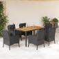 Preview: ARDEBO.de - 7-tlg. Garten-Essgruppe mit Kissen Schwarz Poly Rattan