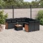 Preview: ARDEBO.de - 9-tlg. Garten-Sofagarnitur mit Kissen Schwarz Poly Rattan