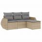 Preview: 4-tlg. Garten-Sofagarnitur mit Kissen Beige Poly Rattan