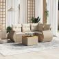 Preview: ARDEBO.de - 5-tlg. Garten-Sofagarnitur mit Kissen Beige Poly Rattan