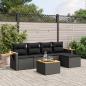 Preview: ARDEBO.de - 6-tlg. Garten-Sofagarnitur mit Kissen Schwarz Poly Rattan