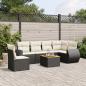 Preview: ARDEBO.de - 7-tlg. Garten-Sofagarnitur mit Kissen Schwarz Poly Rattan